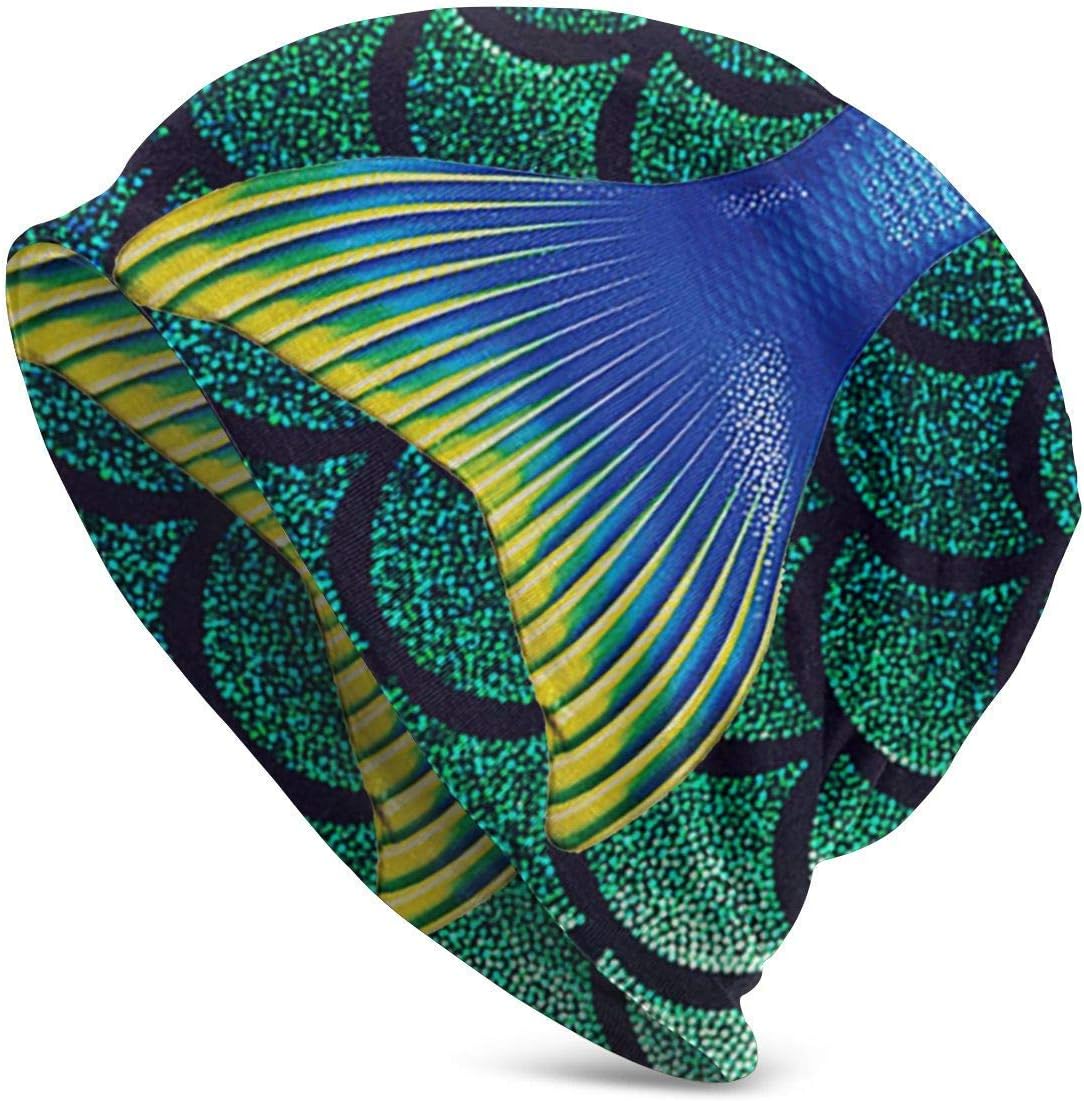 Unisex Adult Fun Mermaid Tail Fin Casual Beanie Hat Warm Knit Ski Beanies Skull Cap Black