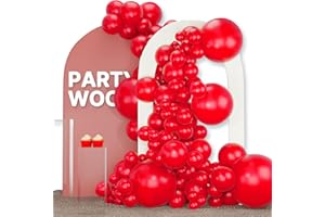PartyWoo Red Balloons 120 pcs Different Sizes of 18 12 10 5 Inch Red Balloon Arch Kit Garland for Birthday Graduation Bachelorette Citizenship Anniversary Cherry Casino Theme Party Decorations Red-Y57
