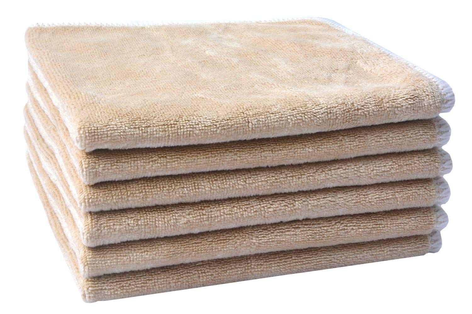 KinHwa Reusable Face Cloths Soft Makeup Remover Cloth Microfiber Washcloths Facial Cleaning for Women 12inch x 12inch 6 Pack Beige