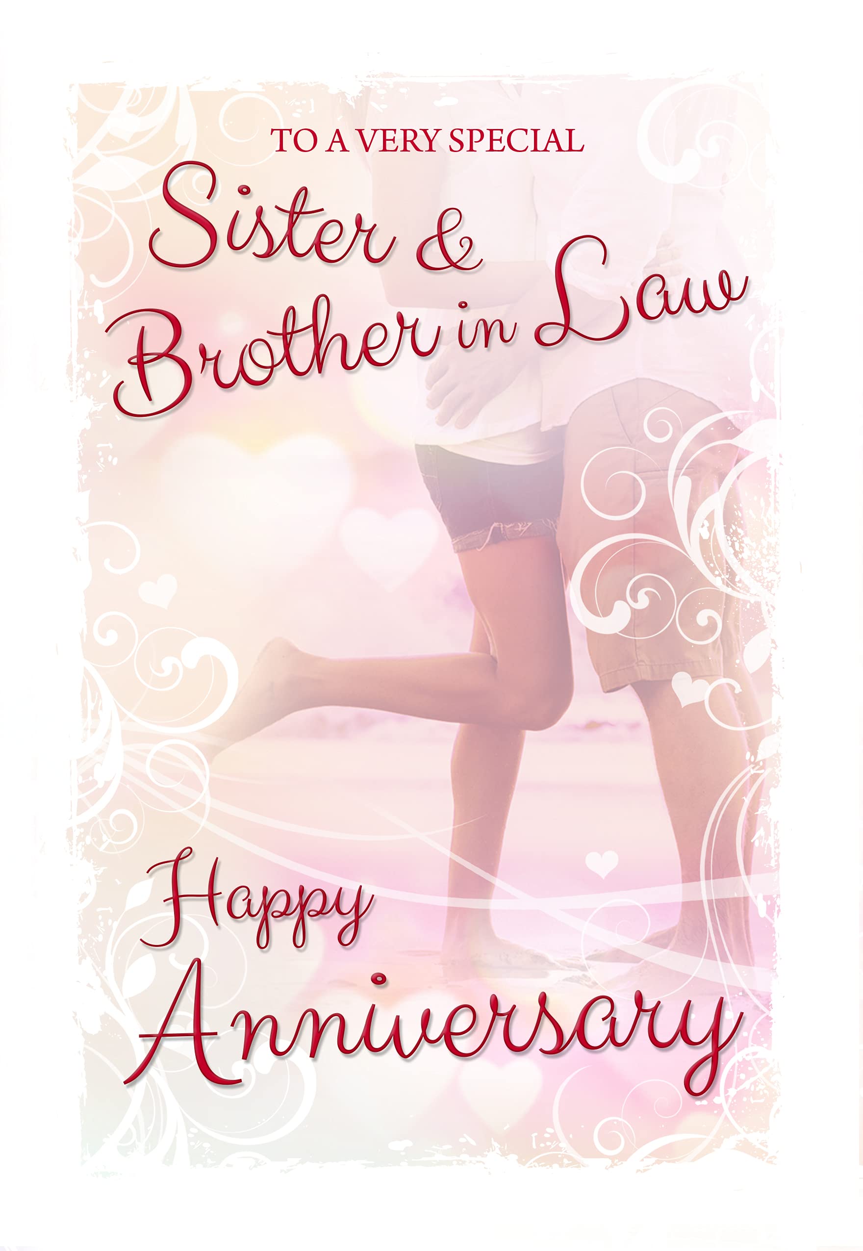 Special Days Sister & Brother In Law Couple Cuddling Beach Design Happy Anniversary Card
