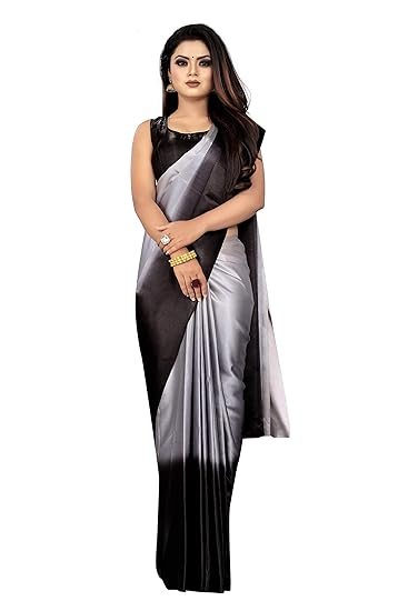 Market Magic World Womens Dual Tone Satin Padding Saree With Blouse