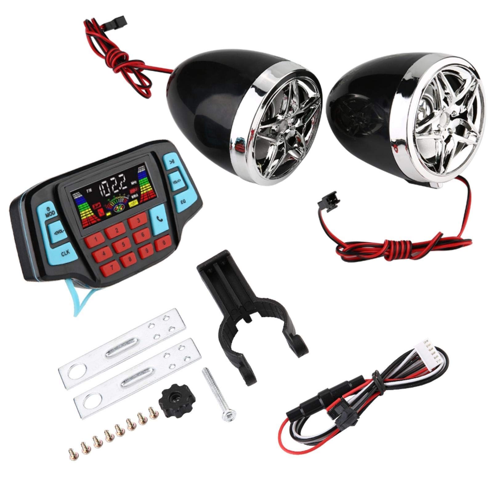 Motorcycle Bluetooth Speakers Waterproof Handlebar Mount EVGATSAUTO Audio System with MP3 Player USB TF Card Support Phone Call for Motorcycles Dirt Bikes Scooters
