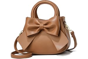 YOUNXSL Designer Small Handbags for Women with Top Carry Handle and Cute Bow Knot,Leather Purses and Over-Shoulder Strap