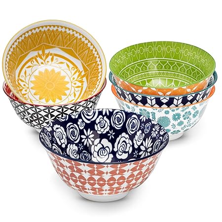 Annovero - Juego de 6 cuencos de porcelana grandes ...