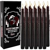 YOROXRG 12PCS 10-Inch Black Bleeding Taper Candles,Vampire Tears Taper Candles- Unscented Ideal for Halloween, Christmas, Rituals, and Themed Party Decor