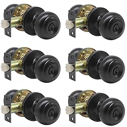 Probrico Black Entry Door Knob with Lock, Keyed