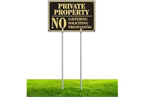 KOALAAT Private Property No Trespassing Sign, No Soliciting Signs for House, No Loitering Sign for Yard, 12" x 8" Rust Free Aluminum Metal for Home and Outdoor