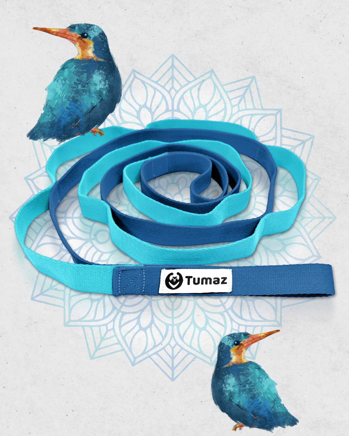 Tumaz Stretch Strap - 10 Loops & Non-Elastic Band - The Perfect Home Workout Stretching Strap for PT(Physical Therapy Strap), Yoga, Pilates - [Extra Thick, Durable, Soft - with Travel Bag] : Sports & Outdoors