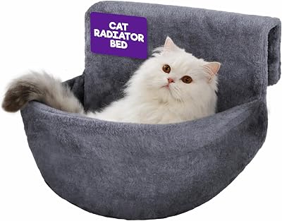 Petlicity Deluxe Radiator Cat Bed Round Fleece Basket with Iron Frame Grey