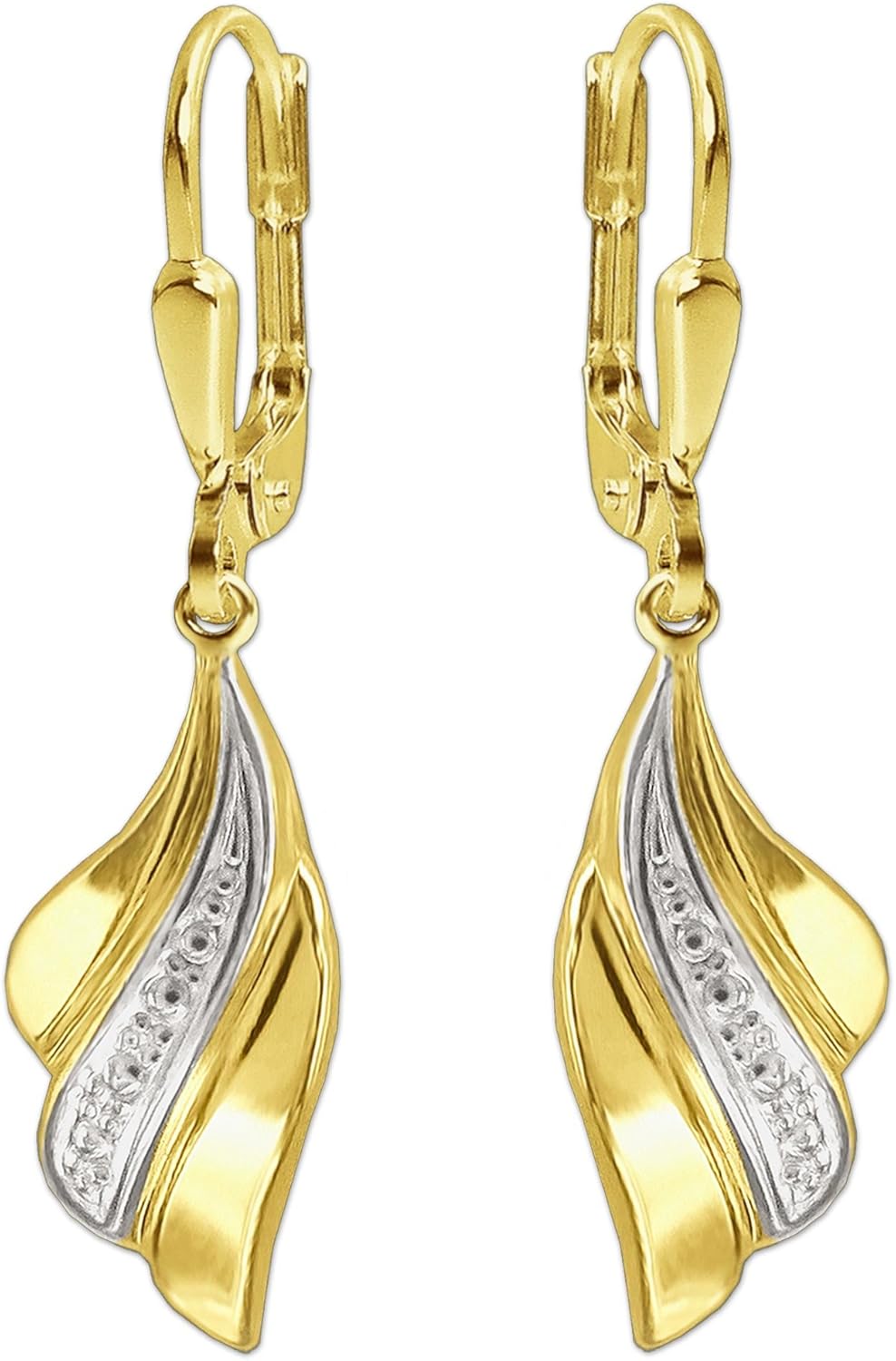 CLEVER SCHMUCK Gold Anhänger Blatt-Design - 333 Gelbgold Mit 3 Zirkonia 17x6mm