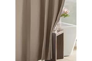 POPKOZZI Taupe Tan Waffle Shower Curtain: Beige Khaki Heavy Duty Textured Fabric Shower Curtains for Bathroom - 256 GSM Water Repellent Washable Thick Polyester Cloth Bath Curtain - 72x72