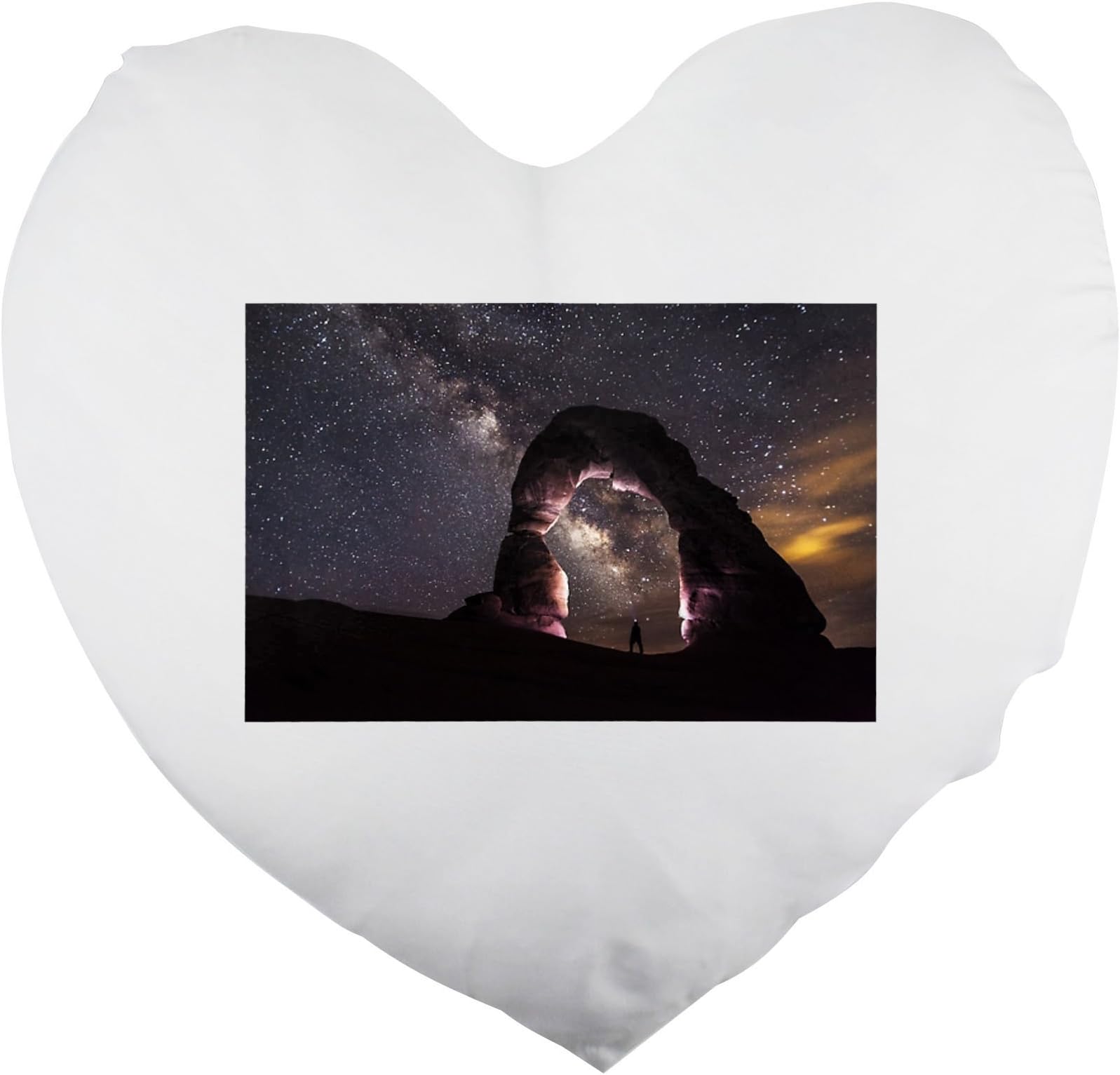 Delicate Arch, Night, Stars, Landscape Heart Shaped Pillow Cover