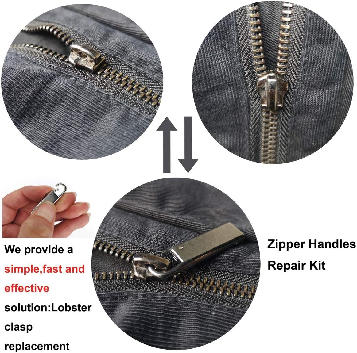 Zpsolution Zipper Pull Tab Replacement Metal Zipper Handle Mend Fixer for Suitcases Luggage Jacket Backpacks Coat Boots