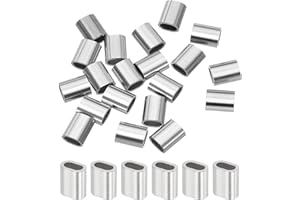 uxcell 1/16"(2mm) Wire Rope Stop Sleeve, 304 Stainless Steel Cable Wire Rope Crimping Loops Sleeve Ferrules for Cable Ferrule