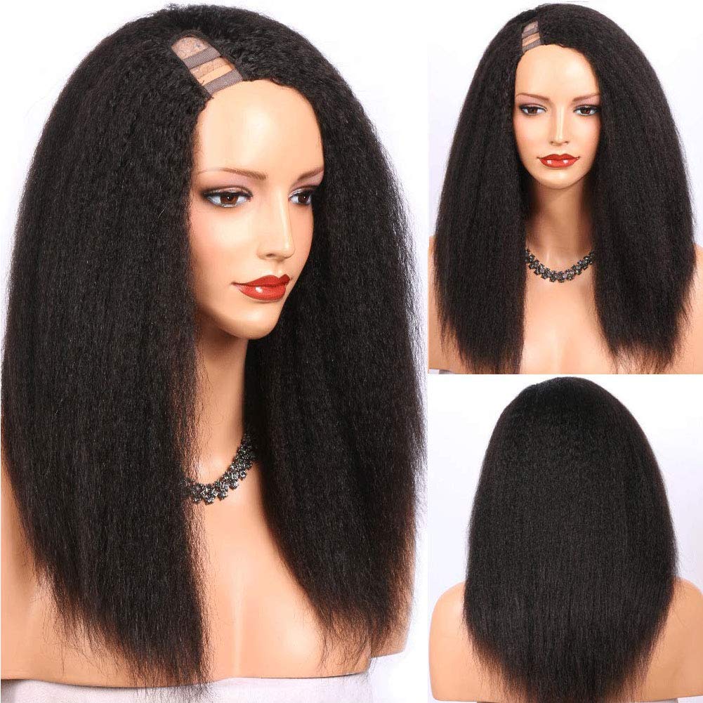 RHAH 1x3 U Part Wig Kinky Straight Human Hair Wigs 150