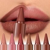 6 Pcs Gradient Lip Liner and Lipstick Combo Set - 2-in-1 Ombre Lipstick &amp; Brown Lip Liner Duo - Waterproof, Long-Lasting, Matte Finish - Smudge-Proof, Full Coverage Lip Kit for Fuller &amp; Plumper Lips