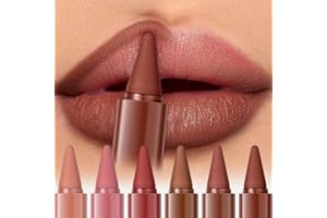 BEAUTY GLAZED 6 Pcs Gradient Lip Liner and Lipstick Combo Set - 2-in-1 Ombre Lipstick & Brown Lip Liner Duo - Waterproof, Long-Lasting, Matte Finish - Smudge-Proof, Full Coverage Lip Kit for Fuller & Plumper Lips