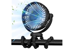 POPERFUN Stroller Fan, 20H Clip-on Fan for Infant 360° Rotate Flexible Tripod 4000mAh Baby Fan Handheld USB Desk Cooling Fan 
