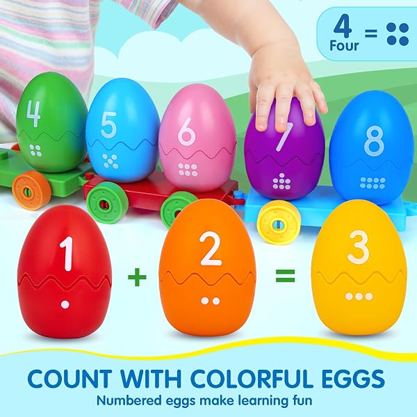 ESPRAY TODDLER LEARNING TOYS FOR 1 2 3 YEARS OLD, COUNT MATCHING & SORTING MONTESSORI FARM TRAIN SET WITH 8 FARM ANIMALS & 1 FARMER FINGER PUPPETS, CHRISTMAS EASTER BIRTHDAY GIFTS FOR BABY BOYS GIRLS
