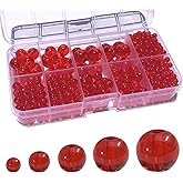 Gocelyn 470+PCS Natural Gemstone Smooth Round Crystal Glass Beads For Jewelry Making(Red), Glass Spacer Loose Beads For Craft