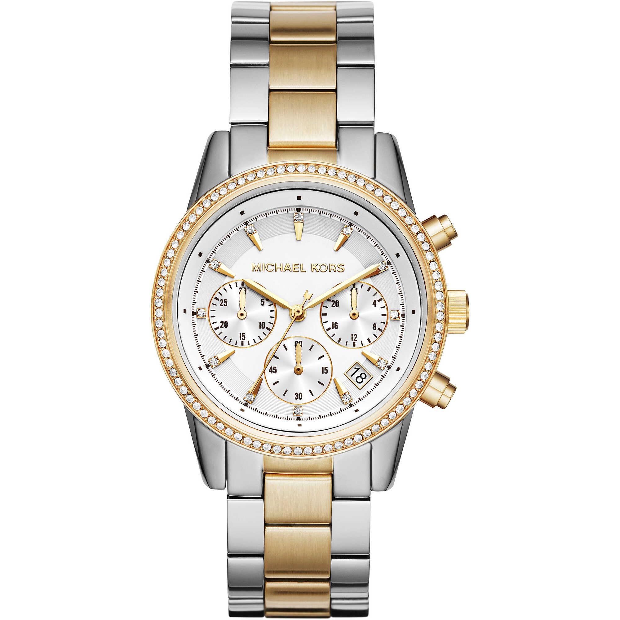 Michael Kors Ritz Chronograph Quartz Watch with Silver and Gold Tones Stainless Steel Strap for Women MK6474 — image 1