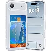 RIERBUBU Compatible with iPhone Air Case with Card Holder, Wallet Case Clear Hard Protective Cover Anti-Scratch Shockproof Phone Card Case for iPhone Air - Clear