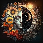 Sun and Moon Diamond Art Kits for Adults, Round Full Drill Diamond Painting Kits for Beginners Gem Art Painting Kits, DIY 5D Diamond Dots Painting with Diamond Arts and Crafts Wall Decor 14x14inch