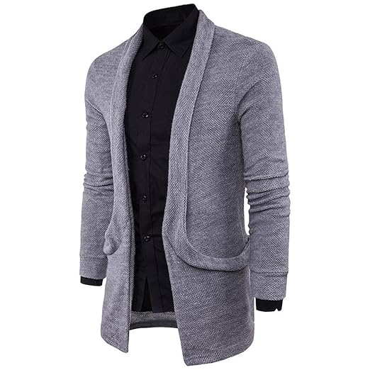 JYJM Herren Jacke Herren Slim Strickjacke Herren Pullover Herrenmode Dreidimensionale Lange Windbreaker Jugend Monochrome Jac