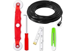 MEQHUO Window Screen Repair Kit, Screen Door Repair Kit, 0.125"X100' Screen Spline for Window Screen, 5 in 1 Screen Replacement Kit, Screen Roller Tool Round Retainer Spline Removal Hook Ruler Cutter