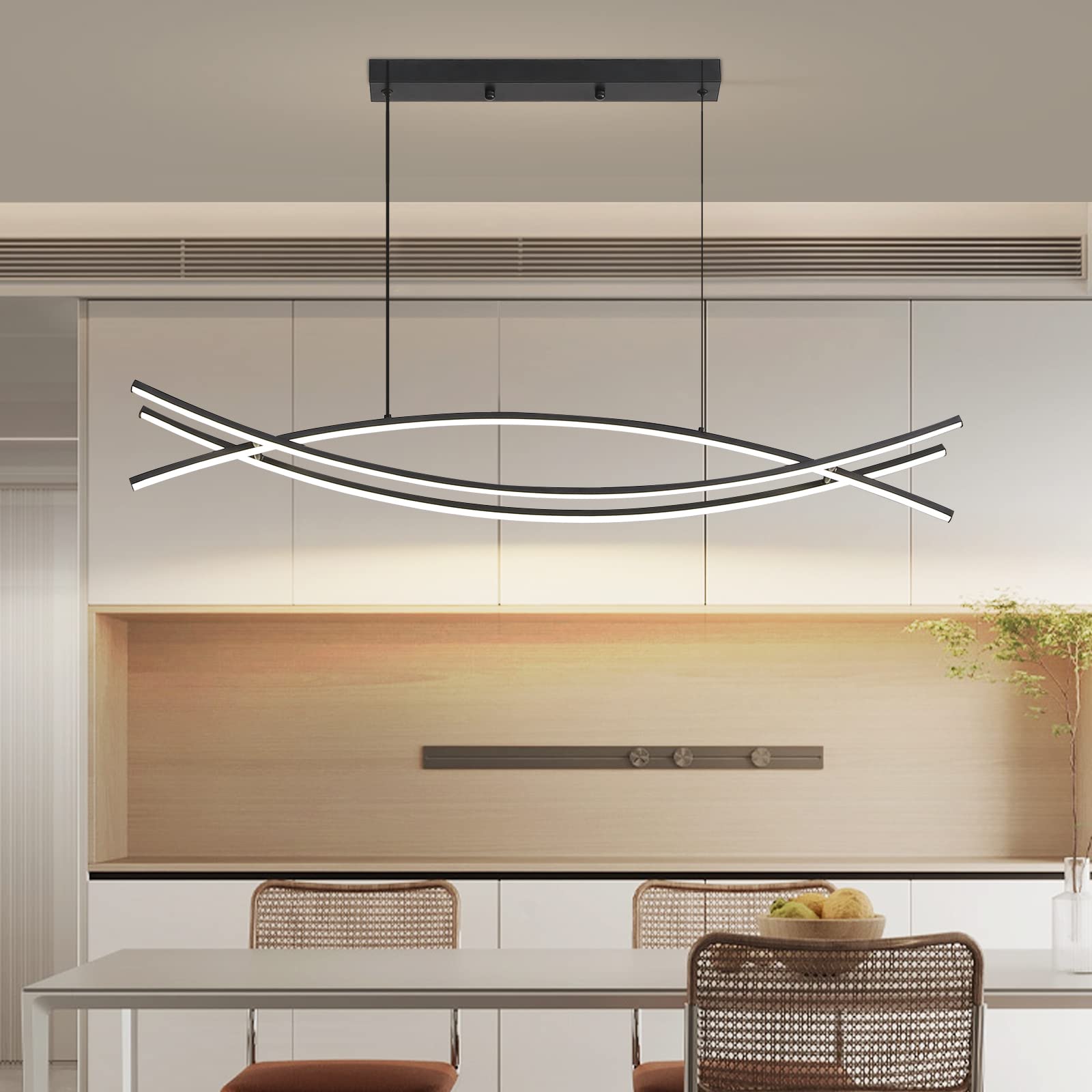 Matven Modern Chandelier, Linear Pendant Light LED
