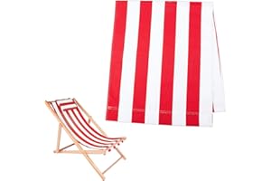 AHANDMAKER Beach Sling Chair Replacement Canvas, Red and White Stripes Casual Simple Fabric for Home Beach Chair (44.69x17.13inch)