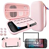 Moginno Switch 2 Accessories Bundle for Nintendo 2025, 11-in-1 Game Kit: Carrying Case, Screen Protectors with Alignment Frame, Dockable Console Protective Cover Shell, Thumb Grip for Joycon, Pink