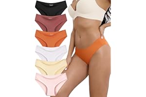 Gleedeal Womens Seamless Underwear No Show Stretch Bikini Panties No Panty Line Invisibles Hipster Briefs Soft Silky 6 Pack
