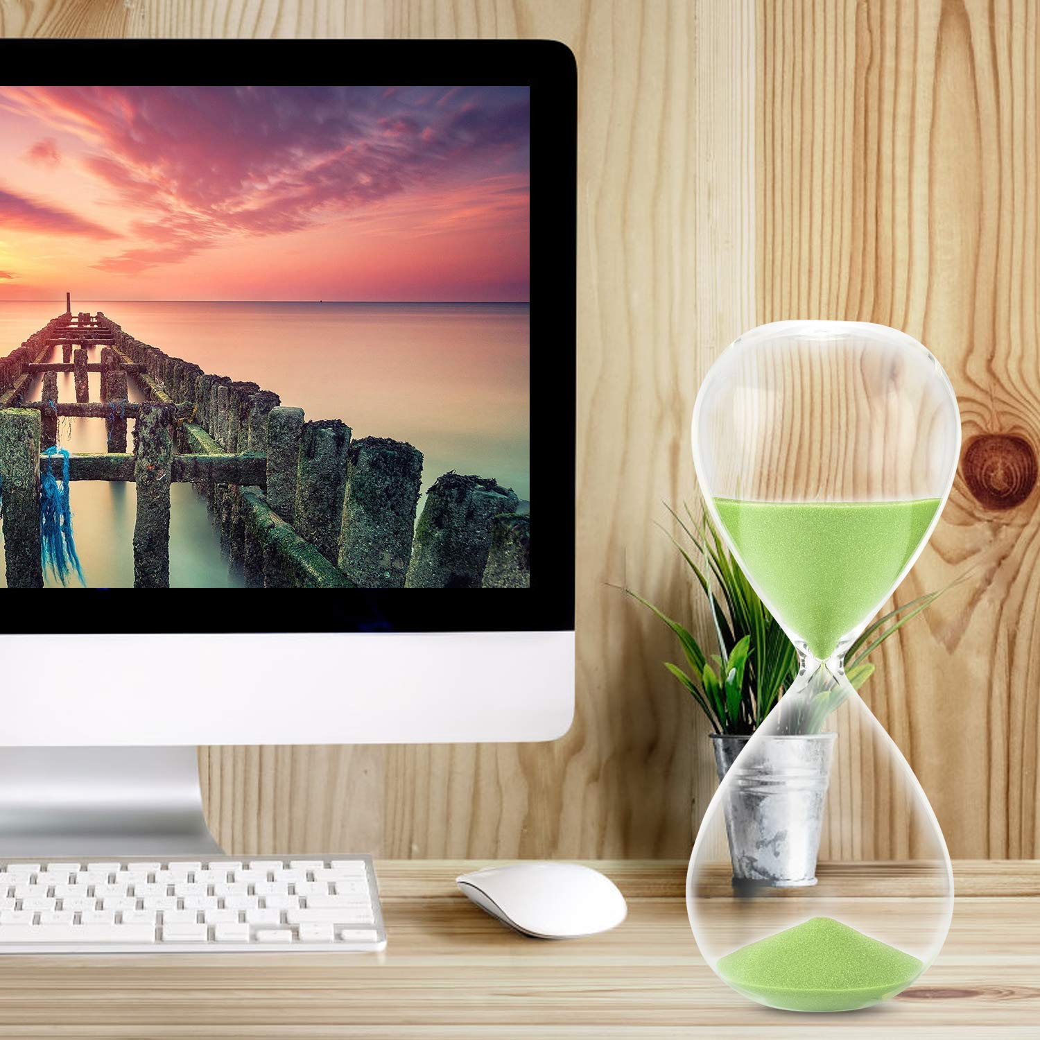 Hourglass Sand Timer, 7.8 INCH Glass Sandglass Hourglass Timer 30 Minutes for Home Office Desk Coffee Table Decor Holiday Gift