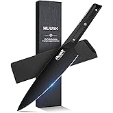 Huusk Japan Knife, AUS 8 Stainless Steel Japanese Chef Knife 8" Black Titanium Coated Blade Ergonomic G10 Handle with Sheath, Cool Gyuto Knife