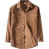 COOLOYA Men's Casual Long Sleeve Corduroy Shirt Button Up Relaxed Fit Casual Warm Wear Jacket with Pockets