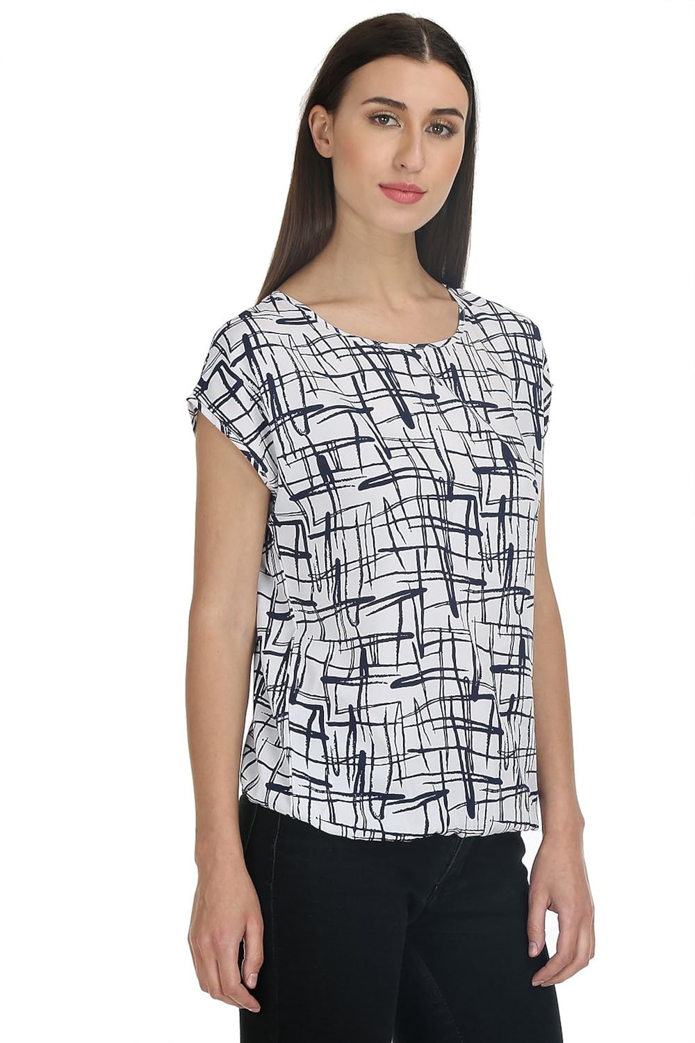 deewa white lined printed top