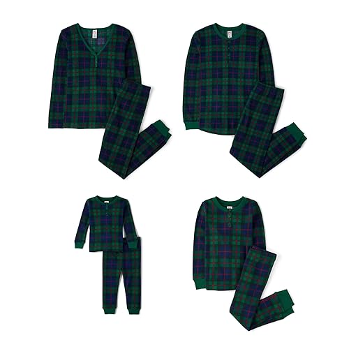 The Children's Place,Unisex Baby,Family Matching, Plaid Thermal Pajamas Sets,Green Tartan,8
