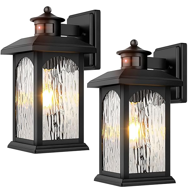 2 PACKS MOTION SENSOR OUTDOOR WALL LANTERN, DUSK...