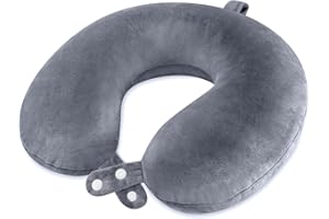 urnexttour Travel Pillow, Memory Foam Neck Pillow Airplane, Soft & Support Airplane Pillow for Travelling, Sleeping Rest, Car, Train, Office and Home Use (Grey)
