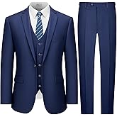 LUPURTY Suits for Men, 3 Piece Men's Suit Slim Fit, Solid Jacket Vest Pants with Tie, One Button Tuxedo Set