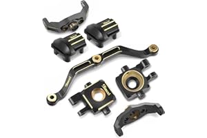 9imod Trx4m Upgrade Brass Steering Blocks Knuckle, Caster Blocks C-Hubs, Steering Link and Front Rear Axle Diff Covers for TRX4M 1/18 RC Crawler Car Upgrades Parts, 7-Piece Kit