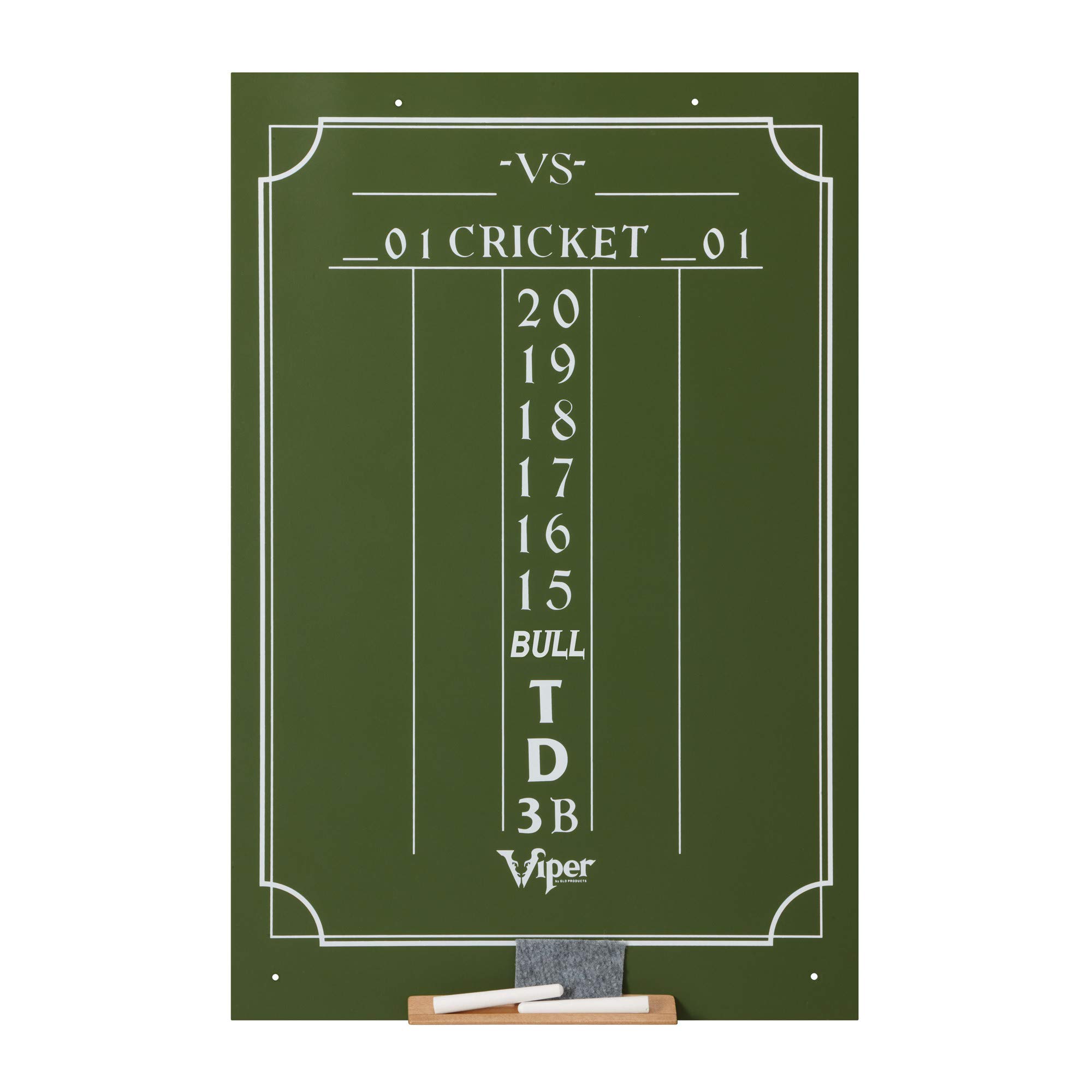Viper Chalk Scoreboard: Cricket and 01 Dart Games, Green, 23.5" H x 15.5" W