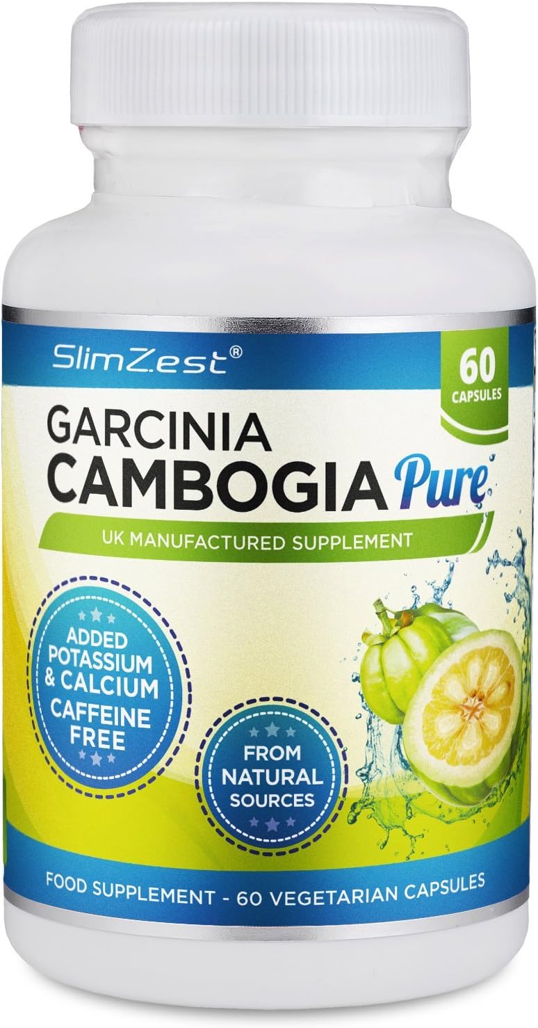 SlimZest Garcinia Cambogia with Potassium & Calcium Appetite Suppressant Diet Pills--60 Capsules