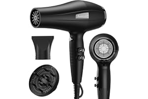 ANNLARY Ionic Hair Dryer with Diffuser, Blow Dryer, Professional 1875W Powerful AC Motor Hairdryer with 8.2Ft Cord for Women & Men, Fast-Drying Blow Dryer with Nozzle for Home, Salon