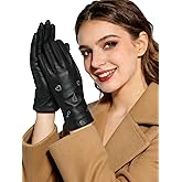 FIORETTO Women’s Winter Chrome-Free Sheepskin Leather Gloves Cashmere Wool Lined, Touchscreen & Embroidered W25003