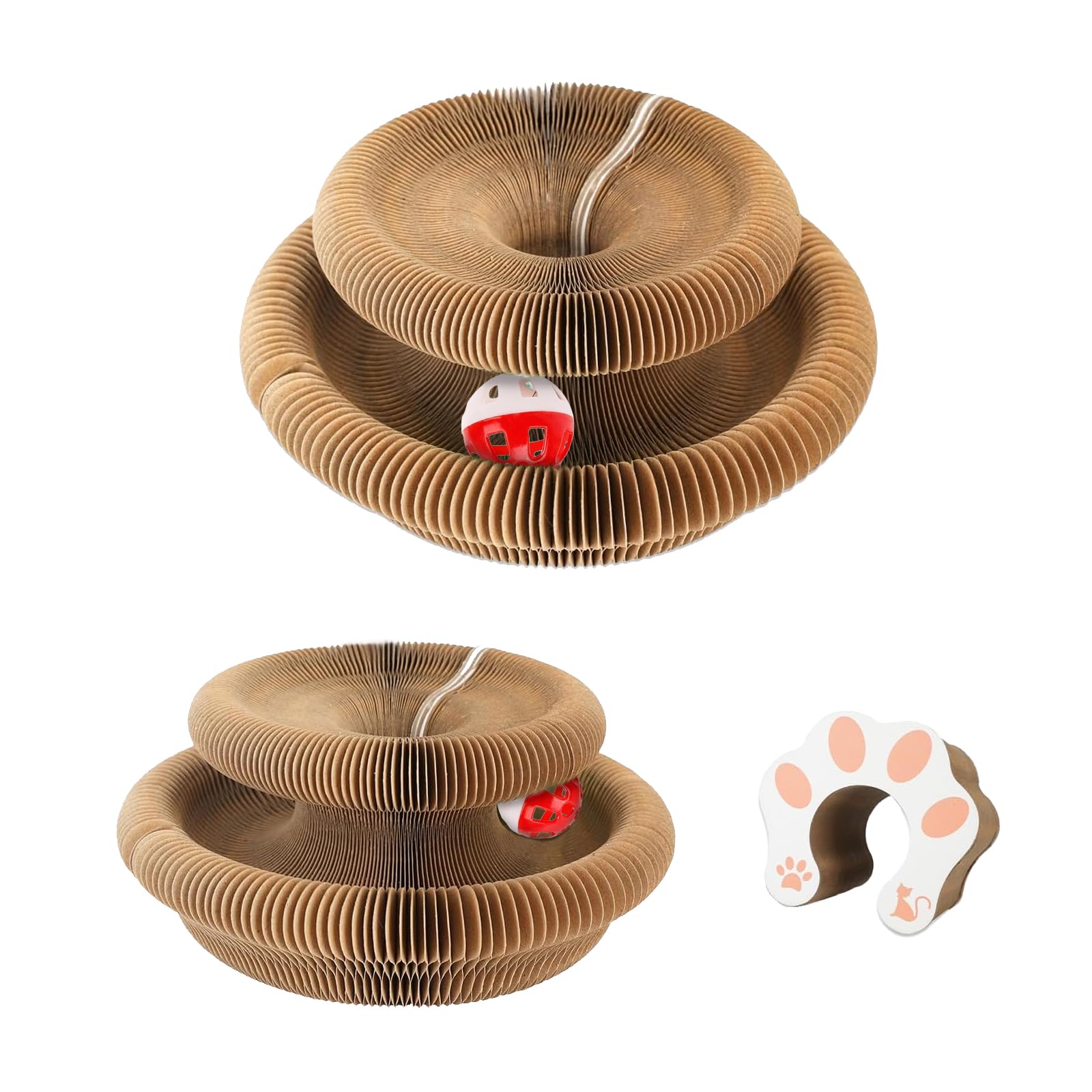 Photo 1 of 2-Pack Cat Scratcher Toy - Magic Organ Cat Scratching Board with Bell Balls for Indoor Cats, Interactive Cardboard Cat Toy Scratcher, Furniture Protection