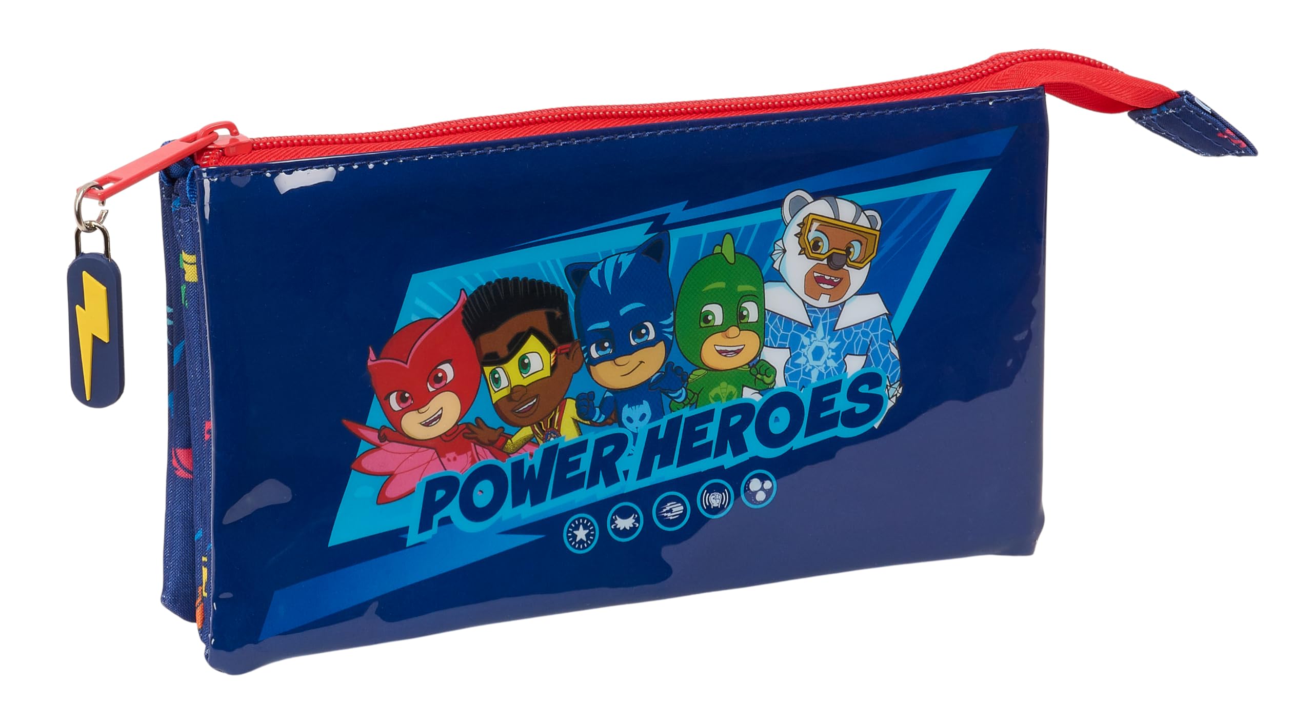 Safta PJMASKS Ready – Triple Pencil Case, Children's Pencil Case, Ideal for School-Age Children, Comfortable and Versatile, Quality and Resistance, 22 x 3 x 12 cm, Navy Blue, Navy, Estándar, Casual