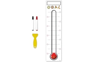 CLEVER CLEAN Goal Thermometer Chart Goal Tracker - 48"x12" Adhesive Dry Erase Fundraising Thermometer Sticker