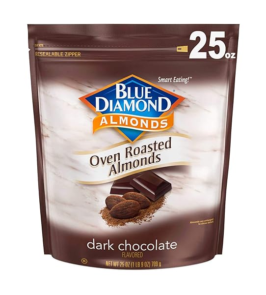 BLUE DIAMOND ALMONDS OVEN ROASTED DARK CHOCOLATE FLAVORED SNACK NUTS, 25 OZ RESEALABLE BAG (PACK OF 1)